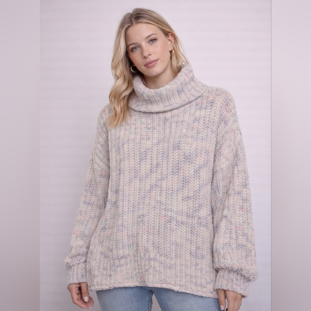 POL Chunky Knit CowlTurtleneck Sweater | Oversized Cozy Fit - NEW